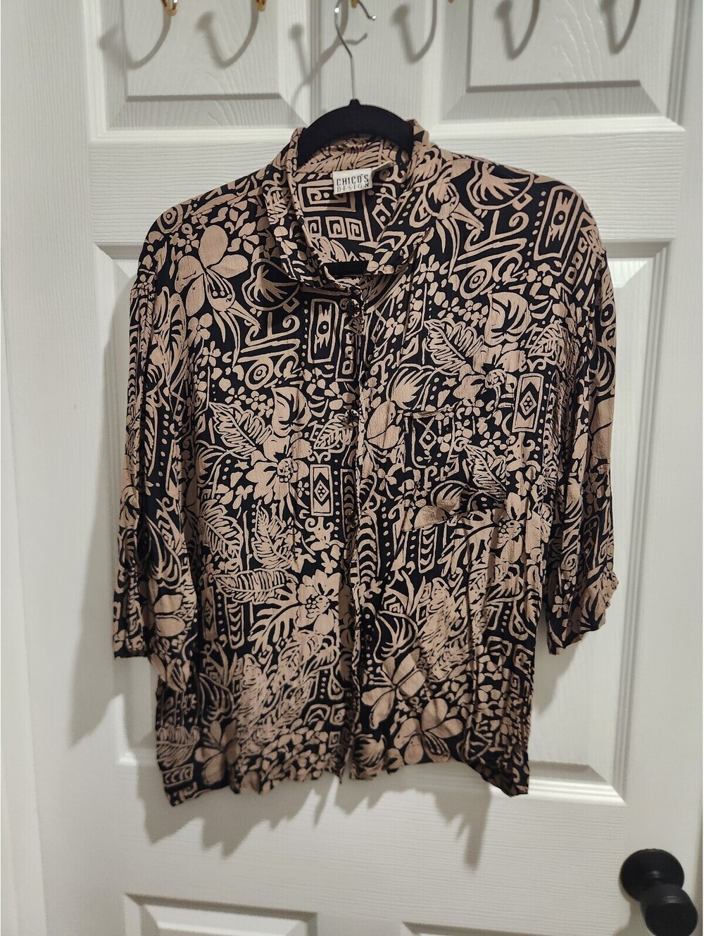 Chico's Design Rayon Button-Up Blouse Size One